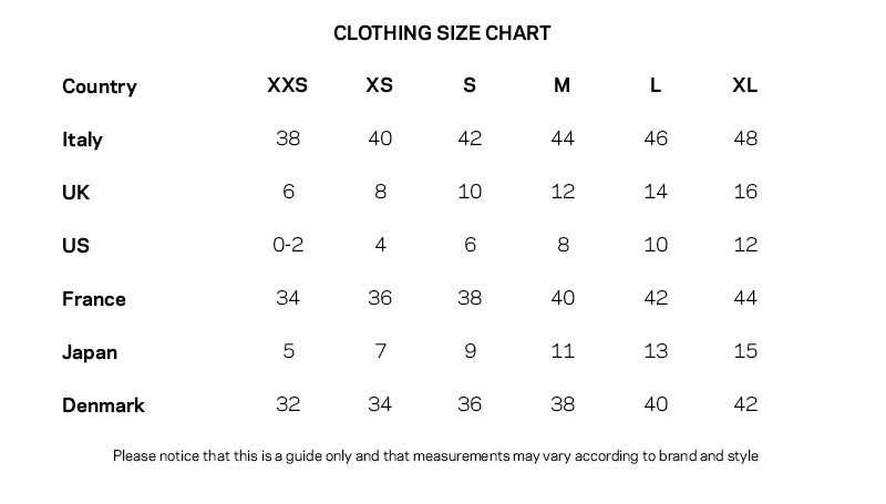 chanel pants size chart