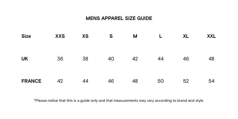 Balenciaga men's and women's size chart