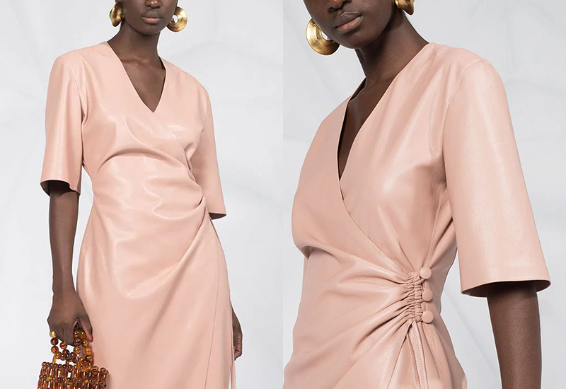 Myra tailored wrap front dress neutral sale