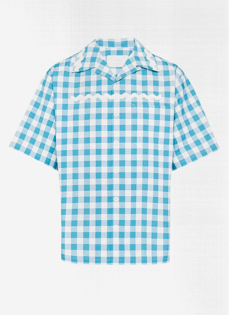 Monogram Silk Short-Sleeved Shirt - Luxury Blue