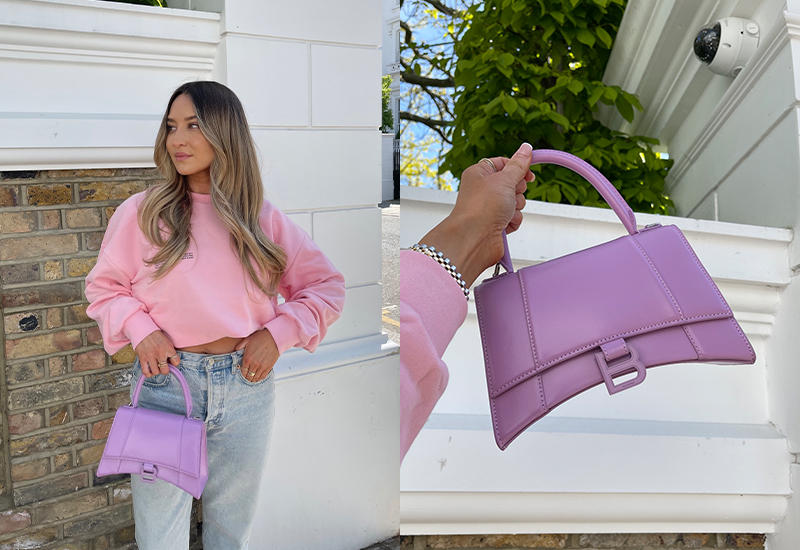 Hourglass S Bag - Balenciaga - Leather - Powder Pink